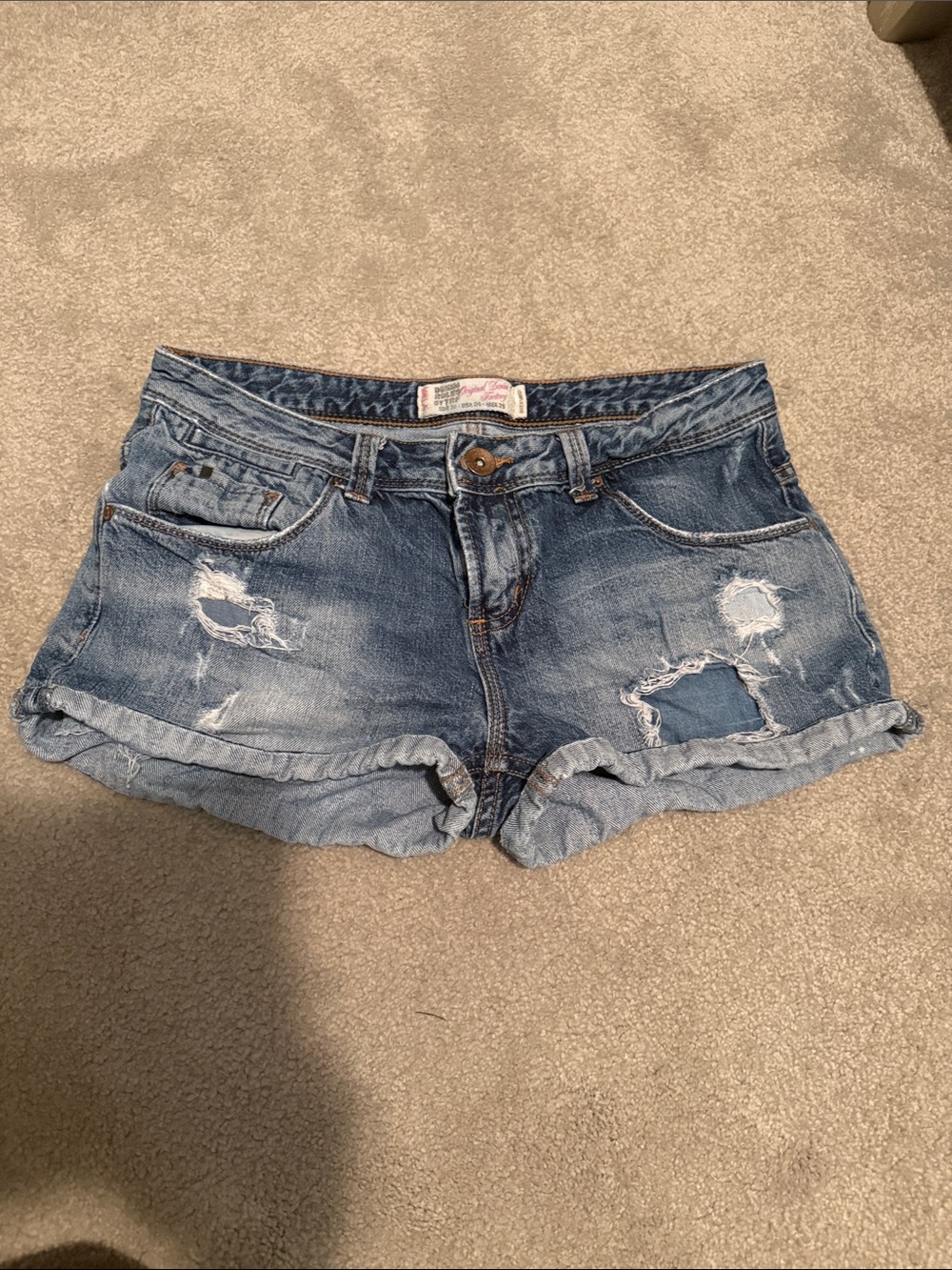 Distressed Blue Denim Women's Shorts